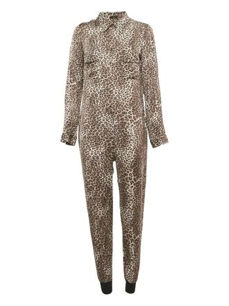 Joseph 2000s button-down jumpsuit met dierenprint - Grijs