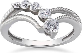 Pompeii3 1/2 ct Graduated Diamond Journey Right Hand Ring 10K White Gold Size Selectable