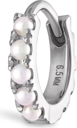 Maria Tash Freshwater Pearl Eternity Single Hoop Earring in White Gold at Nordstrom, Size 6.5