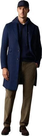 Brooks Brothers Wollen Dress Coat - Heren - Mantel - Blauw - 5XL - Wol - Jassen