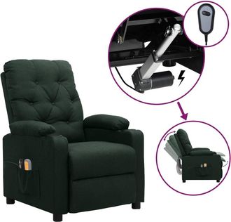 vidaXL Sill&oacute;n De Masaje El&eacute;ctrico Tela Verde Oscuro Vidaxl