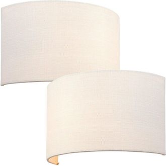 Loops 2 PACK Fabric LED Wall Light Vintage White Semi Circle Linen Shade Lamp Fitting