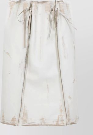 Prada abstract print drawstring waist front slit skirt