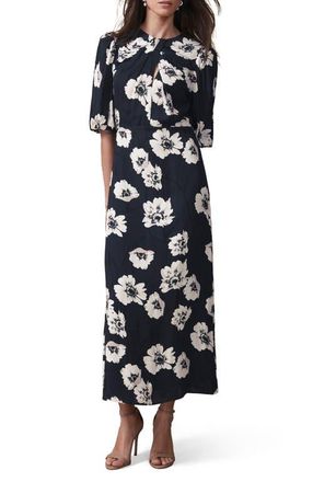 Mint Velvet Garden-Print Midi Dress in Navy at Nordstrom, Size 10