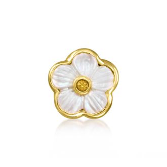 Ross-Simons Mother-Of-Pearl and. Yellow Sapphire Daisy Bead Charm in 18kt Gold Over Sterling