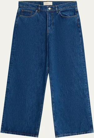 Jeanerica Mens Med Blue Denim Wide-Leg Jeans