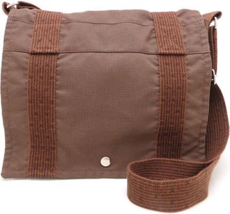 Herm&egrave;s Brown Canvas Shoulder Bag (Pre-Owned)