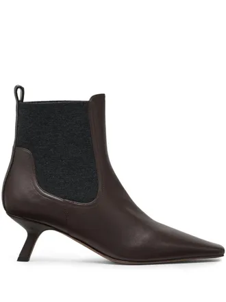 Brunello Cucinelli Leren enkellaarzen met monili detail - Bruin