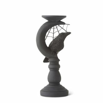 At Home w/ Jorge Parez 12 Matte Black Halloween Moon Candlestick