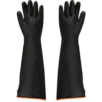 OEM Guantes De L&aacute;tex Negros, 1 Par, 55 Cm, Resistentes A &Aacute;cidos Y &Aacute;lcalis, Guantes De Trabajo De Seguridad Industrial -crezuo