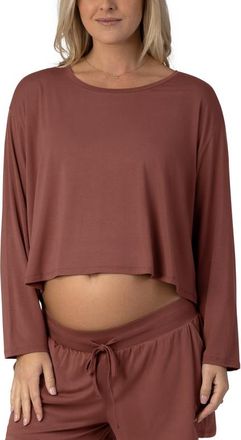 Kindred Bravely Aria Casual Long Sleeve Cropped Top in Redwood at Nordstrom, Size X-Large
