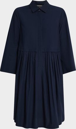 Emporio Armani Pleated Cotton Poplin Shirtdress