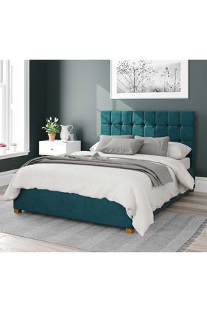 Aspire Home Accents Sinatra Upholstered Ottoman Storage Bed, Plush Velvet Fabric in Emerald | Size: Small Double