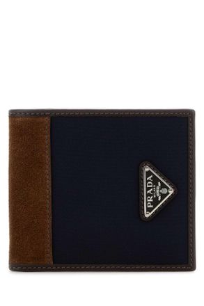 Prada Two Tone Fabric And Suede Wallet