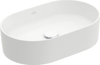 Villeroy & Boch Collaro opzetwastafel - ovaal 56x36cm - zonder overloop zonder kraangat ceramic+ stone white