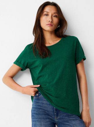 Contemporaine Womens Cuffed-sleeve organic cotton T-shirt