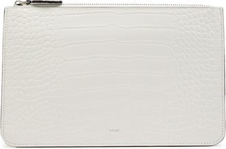 Toteme Crocodile-embossed Leather Clutch - White - One Size