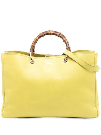 Gucci 2016-2025 Large Calfskin Bamboo Shopper satchel - Giallo
