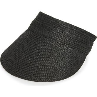 Nordstrom Adjustable Woven Straw Visor in Black at Nordstrom
