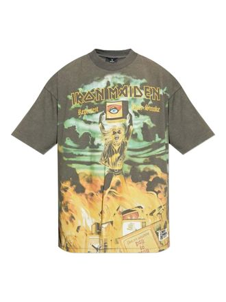 Represent x Iron Maiden Steed graphic-print T-shirt - men - Hemp/Cotton - L - Green