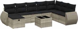 vidaXL Vidaxl - Set Divano Da Giardino 9pz Con Cuscini Grigio Chiaro Polyrattan