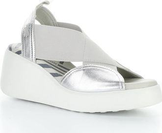 FLY London Womens Daif Pull-On Sandals In Silver Metal