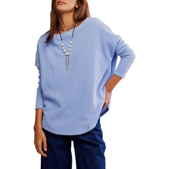 Free People Latte Blue Oversize Thermal Top in Dawn Breeze at Nordstrom, Size Medium