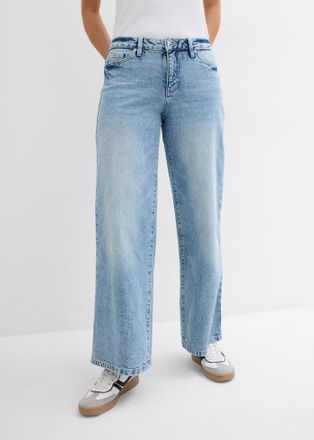 Bonprix Weite Jeans BONPRIX, Damen, Gr. 40, K-Gr, eisblau denim used (l&auml;nge: kurz), Denim/Jeans, Obermaterial: 99% Baumwolle, 1% Elasthan, loose fit, Jeans We
