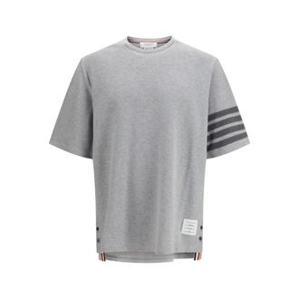 Thom Browne T-Shirts, male, Gray, Size: XL Textured Cotton Piqu&eacute; T-Shirt