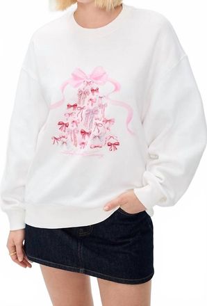 LoveShackFancy Havenleigh Crewneck Pullover Sweatshirt In White