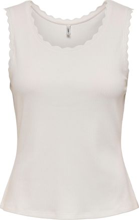 Only Tanktop ONLY ONLLUNI S/L TANK TOP CS JRS, Damen, Gr. XL, cloud dancer, Jersey, Obermaterial: 57% Baumwolle, 38% Polyester, 5% Elasthan, unifarben, reg