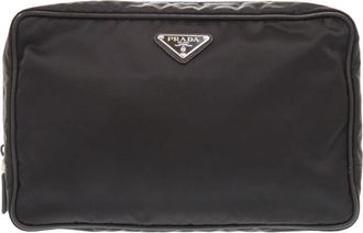 Prada Pre-owned Prada Saffiano Trimmed Tessuto Clutch Unisex ADKJGROBUCFALSJV