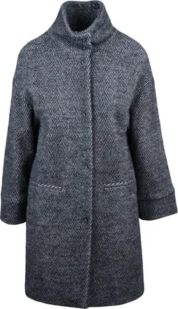 Olivier Horigamy Grey Virgin Wool-Blend Coat