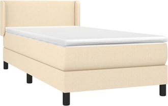 vidaXL Cama Box Spring Con Colch&oacute;n Tela Color Crema 100x200 Cm Vidaxl