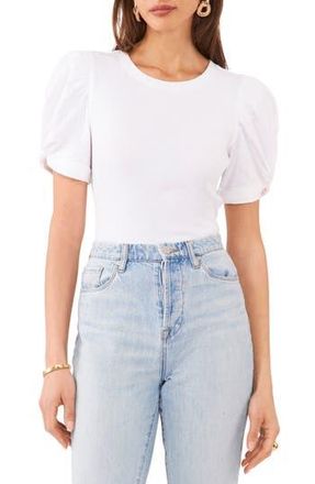1.State Puff Sleeve Rib Knit T-Shirt in Ultra White at Nordstrom Rack, Size X-Small