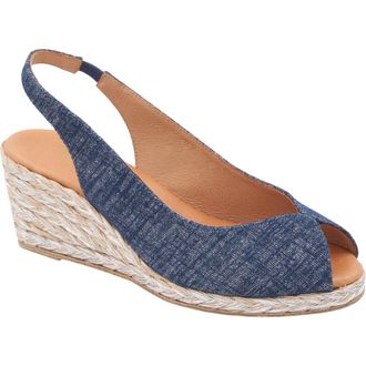 Andr&eacute; Assous Audrey Espadrille Wedge Sandal in Navy/silver at Nordstrom Rack, Size 9