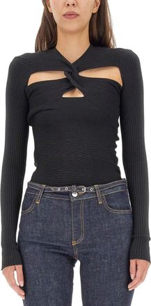 Blumarine Black Knitted V Neck Sweater