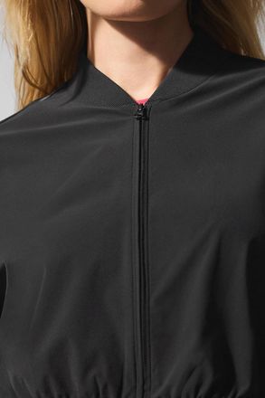 Alo | Cropped Breezy Full-Zip Cover Up Jacket in Black, Size: Medium