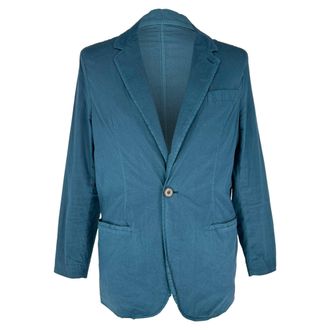 Lanvin Single-Breasted Blazer with Pockets in Blue Cotton