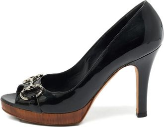 Gucci Pumps con punta aperta e plateau - Nero