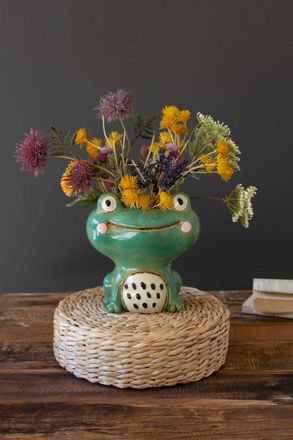 Kalalou Ceramic Quirky Frog Planter