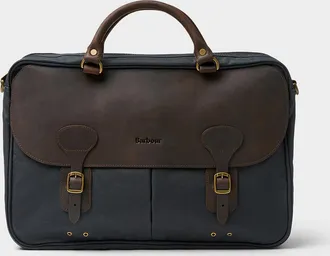 Barbour Mens Heritage leather and waxed-cotton briefcase
