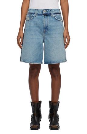 7 For All Mankind Lola Long Denim Shorts in Sapphire Dust at Nordstrom, Size 29