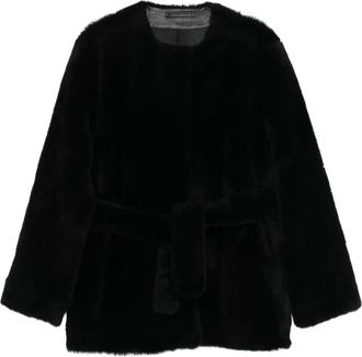 Toteme Giacca in shearling con cintura - Nero