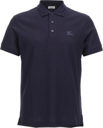 Burberry Tops, Heren, Blauw, S, Katoen, Piqué Katoenen Polo Shirt
