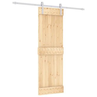 Berkfield Home Sliding Door with Hardware Set 70x210 cm Solid Wood Pine in Brown