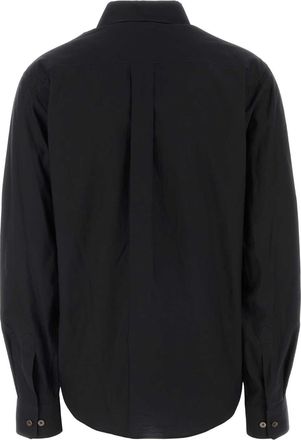 Christophe Lemaire Womens Pointed Collar Shirt Black Cotton Silk