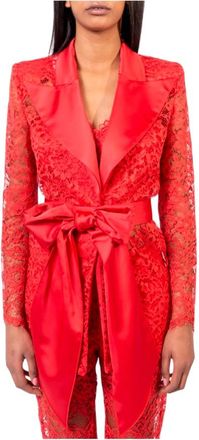 Doris S Doris S, Jassen, Dames, Rood, M, Leer, Rode Elegante Jas van Kant