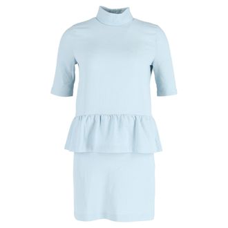 Ganni Ganni Ruffled Clark Dress in Light Blue Polyester