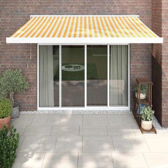 vidaXL Toldo Retr&aacute;ctil Aluminio Y Tela Amarillo Y Blanco 3,5x2,5 M Vidaxl